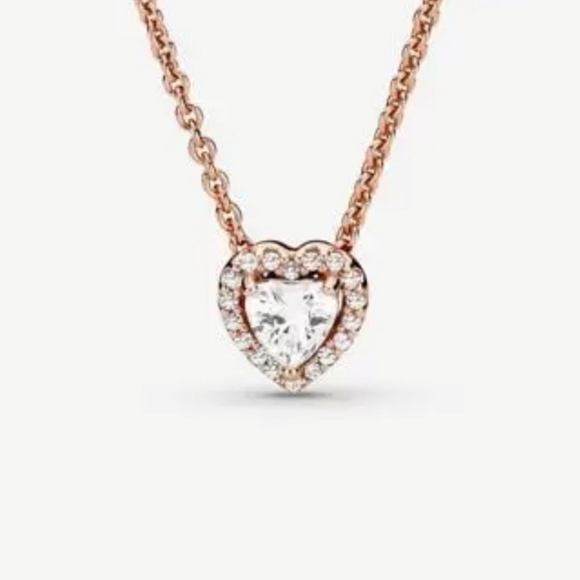 Authentic Pandora Sparkling Heart Collier Necklace 17.7 - Picture 1 of 5